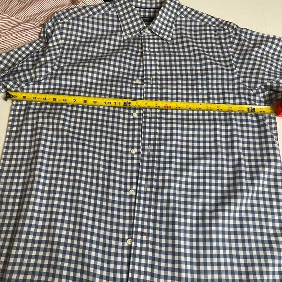 Daniel Cremieux Short Sleeve Button Down Size L Navy and White Gingham - Picture 4 of 9